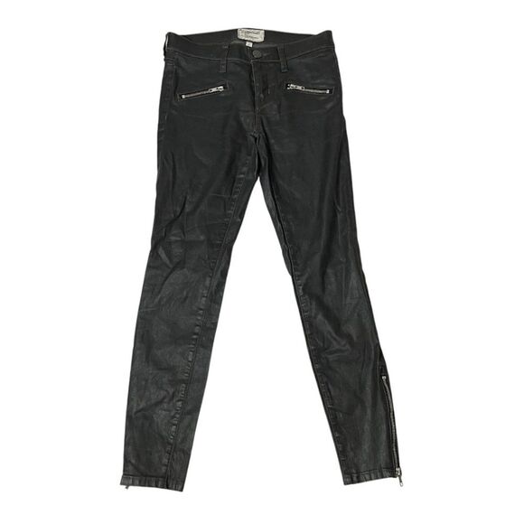 CURRENT ELLIOTT The Soho Zipped Stiletto Jeans Grey Coated Retro Skinny Size 25 - Picture 3 of 10